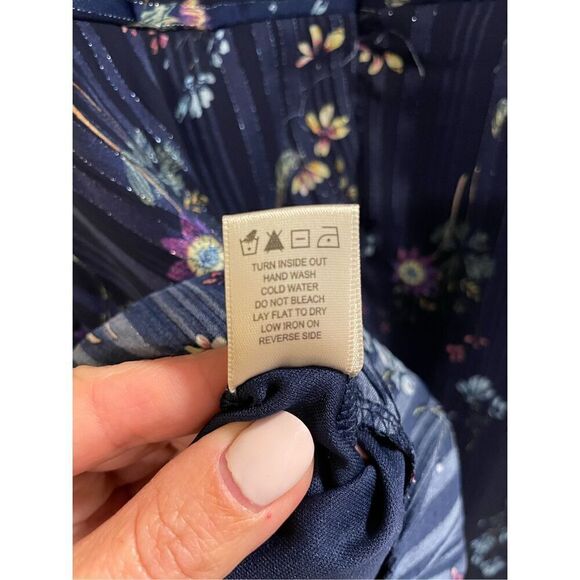 Women's Floral Bohemian V-Neck Fully Lined Long Sleeve Mini Dress Blue Sz XS NWT - Picture 5 of 6